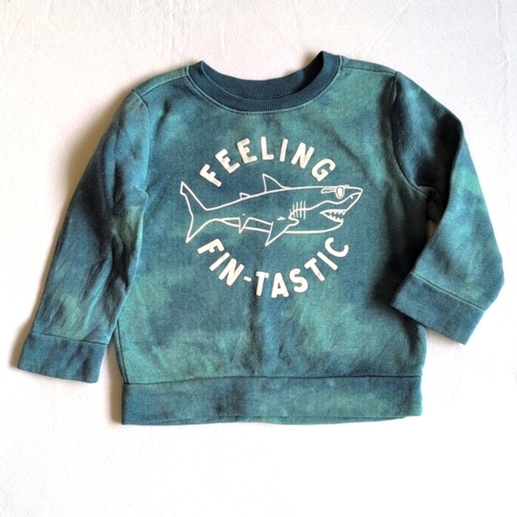 old navy tie dye shark graphic crewneck sweatshirt 18-24 months baby boy - Picture 1 of 6
